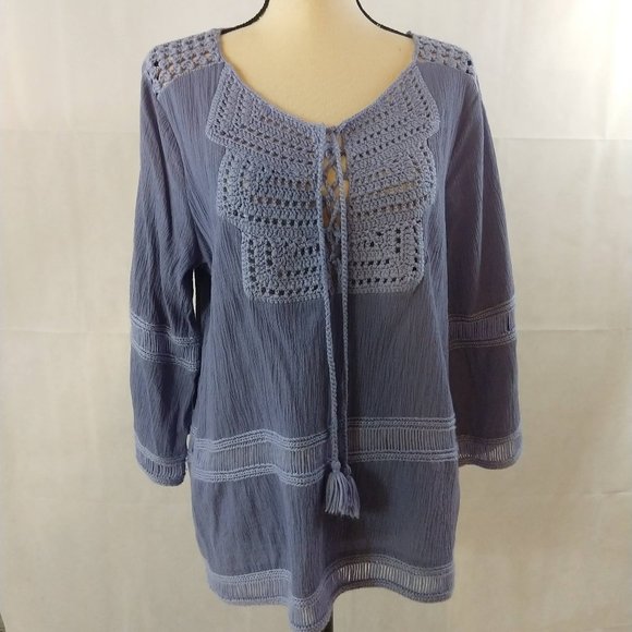 Chico's Tops - Chico's Top - Size 1 (Medium) - Cotton - Blue BOHO
